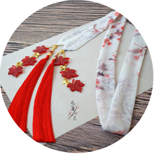 Vermelho maple leaf borlas longas impresso roupas chinesas faixa de cabelo retro-estilo acessórios vento 2024 - compre barato