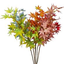 10Pcs Fake Long Stem Maples (3 stems/piece) 35.38" Length Simulation Oil Painting Maple Leaf for Wedding Home Artificial Plants 2024 - buy cheap