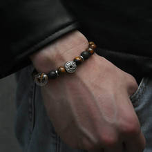 8mm Lapis lazuli Women's Men's Beaded Bracelet Tiger Eye Stone Beads Male Wristband Stainless Steel Charm Elastic Bracelet DBM43 2024 - buy cheap