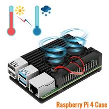 Funda de aluminio para Raspberry Pi 4 modelo B, carcasa con ventilador de refrigeración Dual, carcasa de Metal, carcasa negra 2024 - compra barato