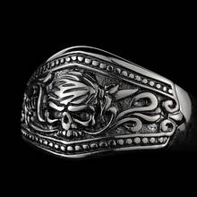 BOCAI-Anillo de plata de primera ley con forma de calavera pirata para hombre, sortija individual, plata esterlina 925, letras gratis 2024 - compra barato