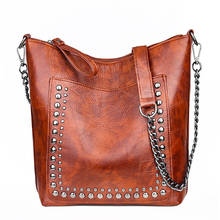 Designer Bags Famous Brand Women Bags 2022 Winter Leather Chains Tote Bag Ladies Rivet Bucket Messenger Shoulder Bag Sac A Main 2024 - buy cheap