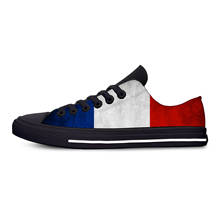 França bandeira do vintage moda legal engraçado clássico casual sapatos de pano baixo topo leve respirável 3d impresso tênis das mulheres dos homens 2024 - compre barato