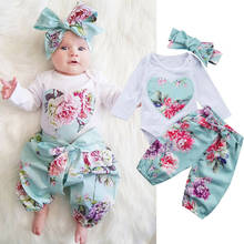 0-24M Newborn Kid Baby Girl clothes set Floral long sleeve Jumpsuit 3pcs print Pants +headwear Outfit Set clothes 2024 - buy cheap