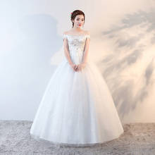 Wedding Dress New Crystal Flowers Embroidery Off The Shoulder Short Sleeves Floor-Length Plus Size Wedding Gowns For Women G099 2024 - buy cheap