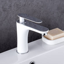 Basin Faucet Bathroom sink  faucet white chrome finished bathroom basin faucet sink tap basin mixer water tap hot and cold 2024 - buy cheap