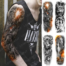 Large Arm Sleeve Tattoo Lion Roman Warrior Samurai Waterproof Temporary Tatto Sticker Wolf Skull Dragon Body Art Full Fake Tatoo 2024 - buy cheap