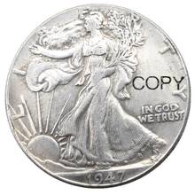 Moneda de copia chapada en plata, medio dólar, PD, Walking Liberty, US 1947 2024 - compra barato