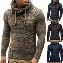 Mens Hooded Knitted Sweater Casual Jumper Pullover Long Sleeve Tops Warm Outwear 2024 - buy cheap