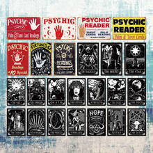 Tarot Metal Poster Plaque Metal Vintage Psychic Reader Metal Sign Tin Sign Wall Decor Wizard Divination Shop Iron Painting 2024 - buy cheap