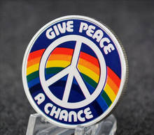 Commemorative Coin Famous Musician John Lennon Give peace a Chance Rainbow Silver Souvenir Art Collection Gifts 2024 - buy cheap