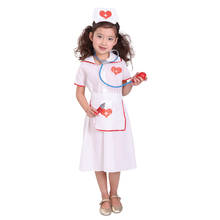 Child Classic White Nurse Role Play Costume for Girls Halloween Purim Party Carnival Cosplay Dress 2024 - buy cheap