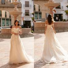 2020 Fashion Wedding Dresses Sexy Off Shoulder Sweetheart Lace-up Back Bridal Gowns Appliques Sweep Train A Line Wedding Dress 2024 - buy cheap