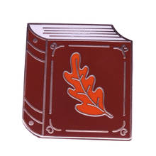Pin de esmalte duro, broche de hojas de otoño, marrón chocolate, insignia literaria, lector, regalo 2024 - compra barato