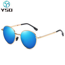 Yso 2020 óculos de sol azul para mulher armação de metal tac lentes óculos de proteção uv polarizado dobrável dos homens óculos de sol 614 2024 - compre barato