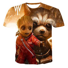 2021 nova groot guardians of the galaxy 3d camiseta masculina casual manga curta o-pescoço moda impressão camiseta masculina 2024 - compre barato