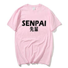 Camiseta de algodão estampa preta senpai, camiseta de homem e mulher, anime, menina, nerdy, estampada, mangá, streetwear, unissex, roupas harajuku 2024 - compre barato