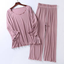 High Quality Autumn New 2 Piece Set Sleeping Suits Modal Home Clothes For Women Homewear Soft Home Sleepwear Female Pajamas 2024 - buy cheap