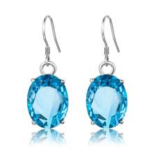 Szjinao Blue Topaz Drop Earrings Oval Gemstone Vintage Earrings For Women 925 Sterling Silver Wedding Jewelry Anniversary Gift 2024 - buy cheap