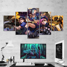 Póster de juego de Luague of Legends para decoración del hogar, pinturas en lienzo de arte de pared de Caitlyn, Jinx y Vi LOL, 5 uds. 2024 - compra barato