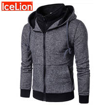 IceLion 2020 Fake Two Pieces Hoodies Men Spring Winter Fashion Sweatshirts Zipper Cardigan Sportswear Solid Slim Male Tracksuit 2024 - buy cheap