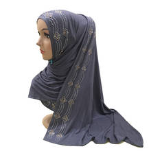 Can Pick Colors Mercerized Cotton Hot Glass Drill Islamic Headscarf 160*50cm Women Headscarf Arabic Muslim Long Scarf 2024 - купить недорого