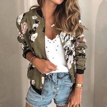 Women Jackets Retro Floral Printed Ladies Zipper Up Bomber Outwear Autumn Long sleeve Short Thin Slim Casual Pocket Biker coats 2024 - buy cheap