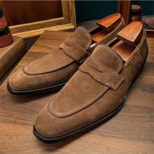 Sipriks-mocasines informales para hombre, calzado de cuero marrón, mocasín sin cordones, para boda, diario 2024 - compra barato