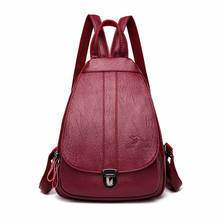 Women Leather Backpacks High Quality School Bags For Girls Sac A Dos Femme Vintage Bagpack Ladies Travel Solid Casual Daypack 2024 - buy cheap