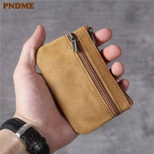 Simple retro natural crazy horse cowhide men's women's mini coin purse genuine leather student card holder small wallet card bag 2024 - buy cheap