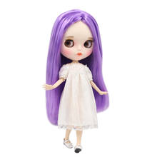 ICY Fortune Days factory blyth doll white skin joint body New matte face with eyebrows lip purple straight hair DIY sd gift toy 2024 - buy cheap
