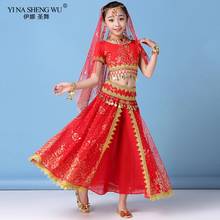 Conjunto de danza del vientre para niños, traje de baile indio de gasa, conjunto de ropa de actuación, estilo nuevo 2024 - compra barato