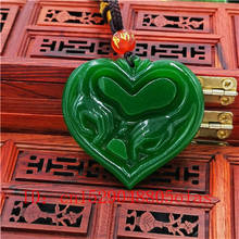 Natural Green Chinese Jade Heart Pendant Necklace Charm Jewelry Carved Amulet Fashion Accessories Gifts for Women Men 2024 - buy cheap