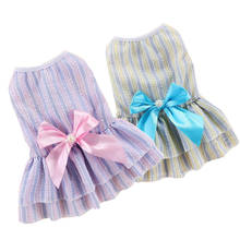 Vertical Striped Bow dog dress clothes for small dogs princess Dress for dogs Puppy summer clothes Cute Clothing for cats Dogs 2024 - купить недорого