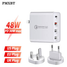 48w multi usb pd carregador, para samsung iphone 11 huawei laptop qc 3.0 de parede rápida usb carregador de energia us adaptador usb tipo c da ue e reino unido 2024 - compre barato