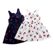 Новое поступление, летняя одежда для девочек, детское платье с рисунком вишни, цельнокроеное платье принцессы, без рукавов 2024 - купить недорого
