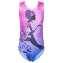 BAOHULU/балетное трико без рукавов для маленьких девочек; Цельнокроеное платье фиолетового цвета с рисунком для девочек; Гимнастический трико; Наряд для практик 2024 - купить недорого