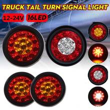 Conjunto de luzes automotivas vermelhas de led âmbar, 2 peças, luz traseira, 16led, 12v, reversa, para caminhões, trailer 2024 - compre barato