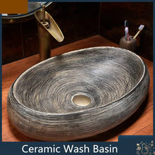 Ceramic Above Counter Art Basin Industrial Retro Large Washbasin Bathroom Household Oval Single Basin Bathroom Shampoo Sink Bowl 2024 - buy cheap