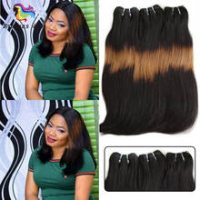 3 Tone Ombre Double Drawn Funmi Human Hair Straight Hair Curve Ends Brazilian Hair Bundles 1b271B Remy Human Hair 3pcs/pack 2024 - buy cheap