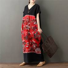 Vestido largo elegante de talla grande para mujer, ropa de verano de algodón, estilo chino, Vintage, 10450 2024 - compra barato