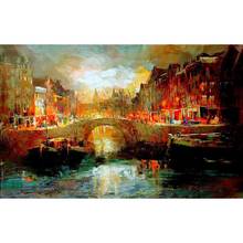 Canvas art City Amsterdam Oil painting reproduction Willem Haenraets Impressionist Paintings Landscapes Cityscape Hand painted 2024 - buy cheap