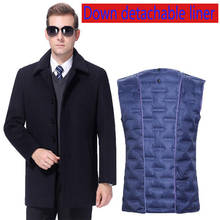 Новинка, высокое качество, мужское шерстяное пальто, утолщенное, со съемной подкладкой, пальто, повседневное, покрытое пуговицами, толстое, большие размеры, MLXL, 2XL, 3XL, 4XL 2024 - купить недорого