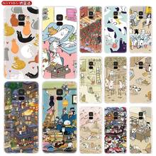 Phone Case For Samsung A8 A6 Plus 2018 2017 2016 A10 A30 A40 A50 A71 A70 A80 A90 A9 A7 A5 Star Japanese Cat Drink Pattern 2024 - buy cheap
