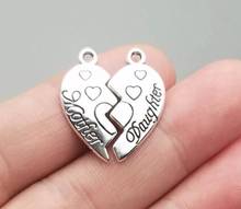 10pcs/lot--24x21mm, Antique silver plated mother and daughter Heart Puzzle Charms  ,DIY supplies, Jewelry accessories 2024 - buy cheap