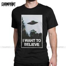 Мужская футболка с надписью «I Want To Believe X» Mulder Scully Dana Duchovny Cases Tv, винтажные футболки из чистого хлопка, футболки с коротким рукавом 6XL 2024 - купить недорого