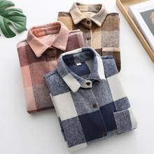 Woolen Plaid Shirts Womens Blouses Spring Autumn Long Sleeve Lady Tops Loose Checked Female Clothing Outwear Coat 2021 New 2024 - buy cheap