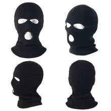 Balaclava preto com chapéu e móvel de neve, máscara tática do exército, 3 buracos, rosto inteiro, ski, inverno, corta vento, máscara de ciclismo, venda imperdível 2024 - compre barato