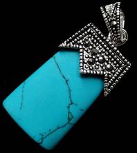 Free Shipping  VINTAGE 925 STERLING SILVER BLUE Turquoise MARCASITE PENDANT 30X15MM 2024 - buy cheap