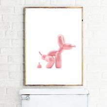 Decoración de pared para el hogar, lienzo de arte, globo, estampado de perro, póster moderno, imágenes, letrero de inodoro para baño, impresiones Popart 2024 - compra barato